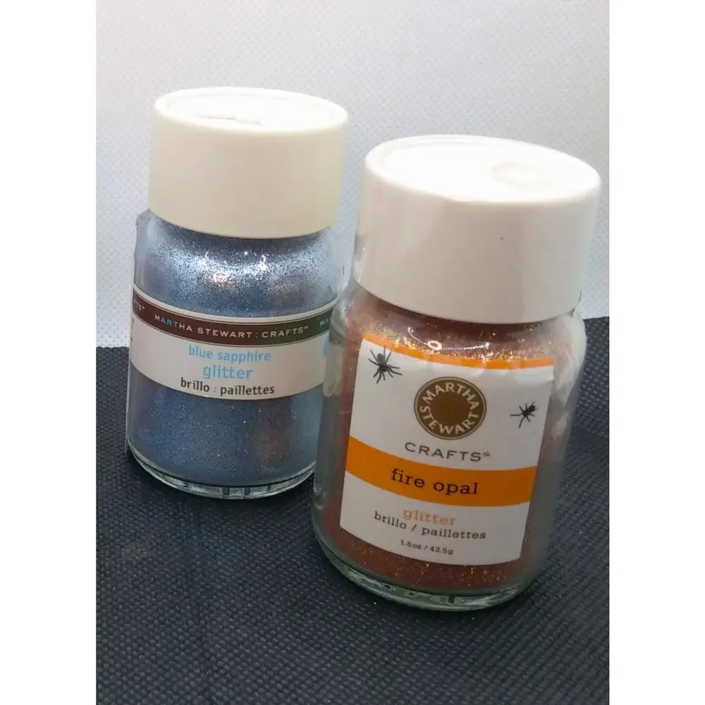 Martha Stewart Glitter 4 Large Bottles DIY Mixed Lot Blue Orange Green Copper